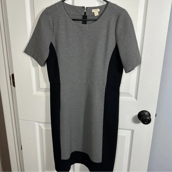 J. Crew black and gray sheath dress, size 6, colorblock, stretch, fall - Picture 1 of 10